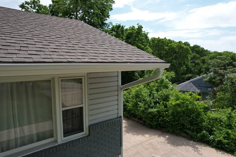 Shingle roof edge and gutter, Kansas City