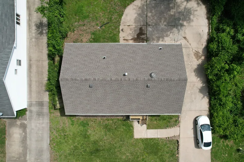 Finished roof on a family home, seen from above